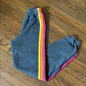 Aviator Nation Charcoal Joggers with Multicolor Stripes